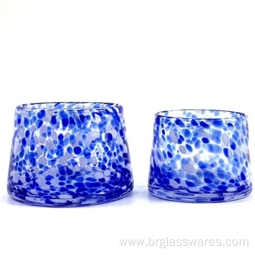 Swirled spots trapezoid shape glass candle jar